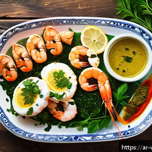 Home 15 양식 조리법과 식재료 트렌드 - A vibrant Mediterranean seafood platter arranged on a rustic wooden table, featuring grilled white f...