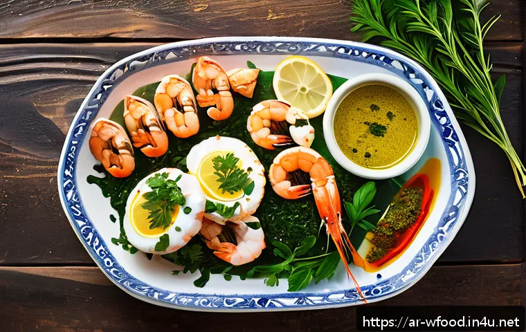 양식 조리법과 식재료 트렌드 - A vibrant Mediterranean seafood platter arranged on a rustic wooden table, featuring grilled white f...